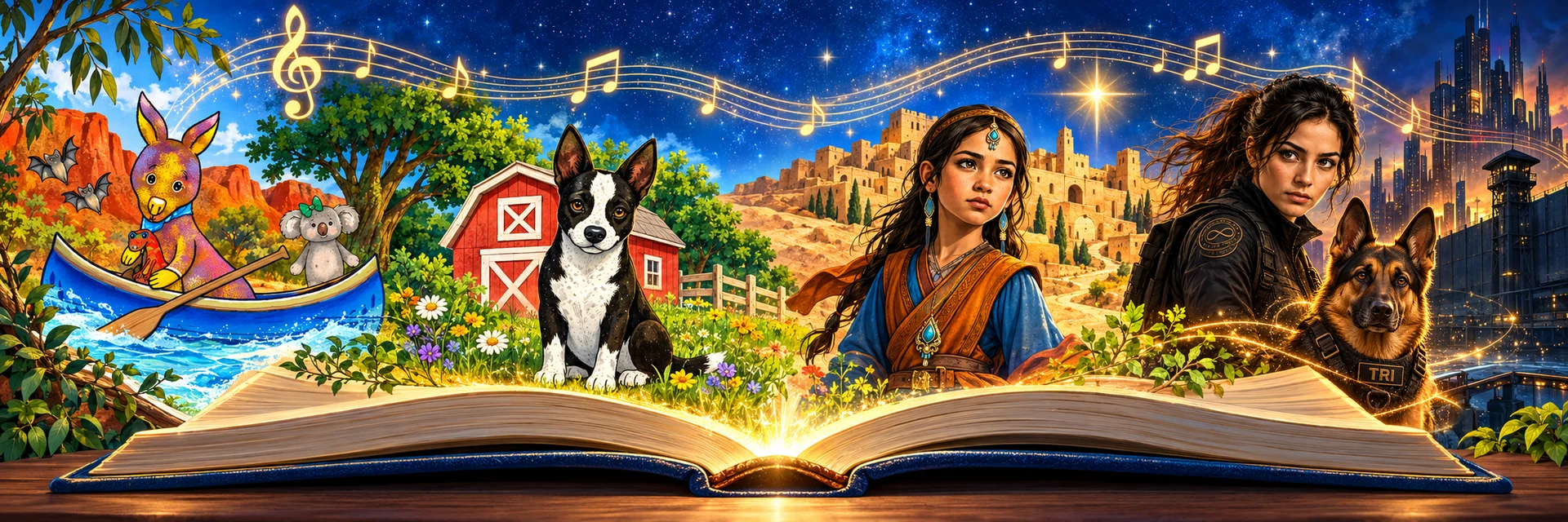 Sharon Taylor Publishing story worlds with Jaycee and Kara wearing her TRI harness